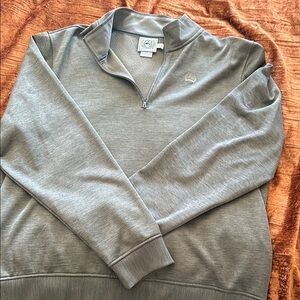 Cinch Green Zip Up Sweater with Quarter-Zip Closure and Ribbed Cuffs